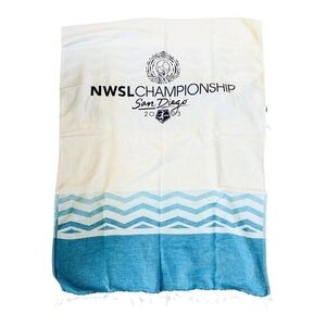 NWSL Championship Blue and White Swim Pool Beach Towel Cotton Blanket Wrap NWOT